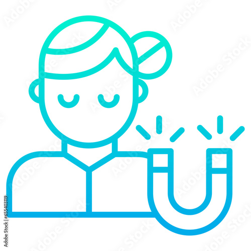 Outline gradient Woman Magnet icon