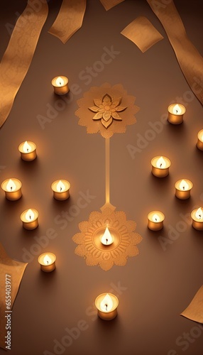 Diwali, the triumph of light and kindness abstract smartphone wallpaper background illustration generative ai photo