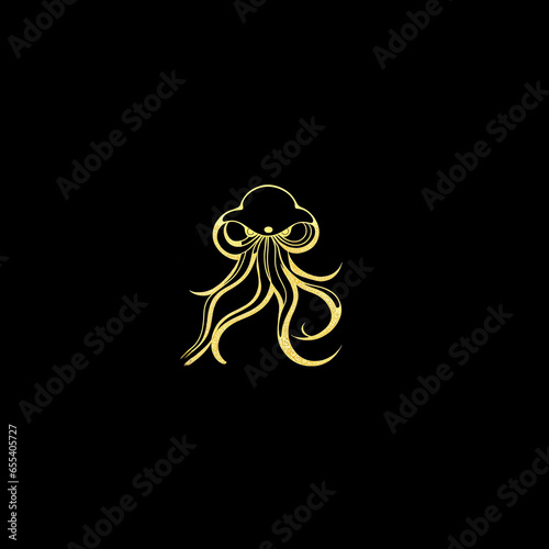 Wallpaper Mural gold octopus logo isolated on black Torontodigital.ca