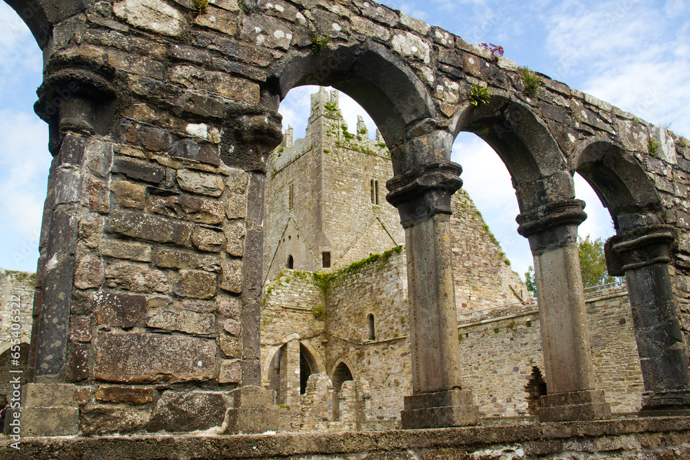 Ruin of Jerpoint Abbey, a medieval monastery near Thomastown, Ireland