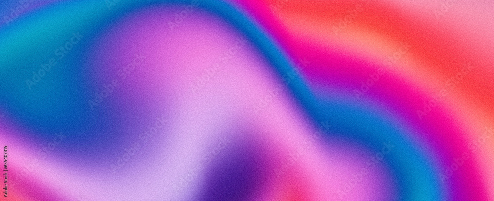 Abstract vibrant color flow abstract grainy background pink blue purple red noise texture summer banner header poster design - obrazy, fototapety, plakaty 