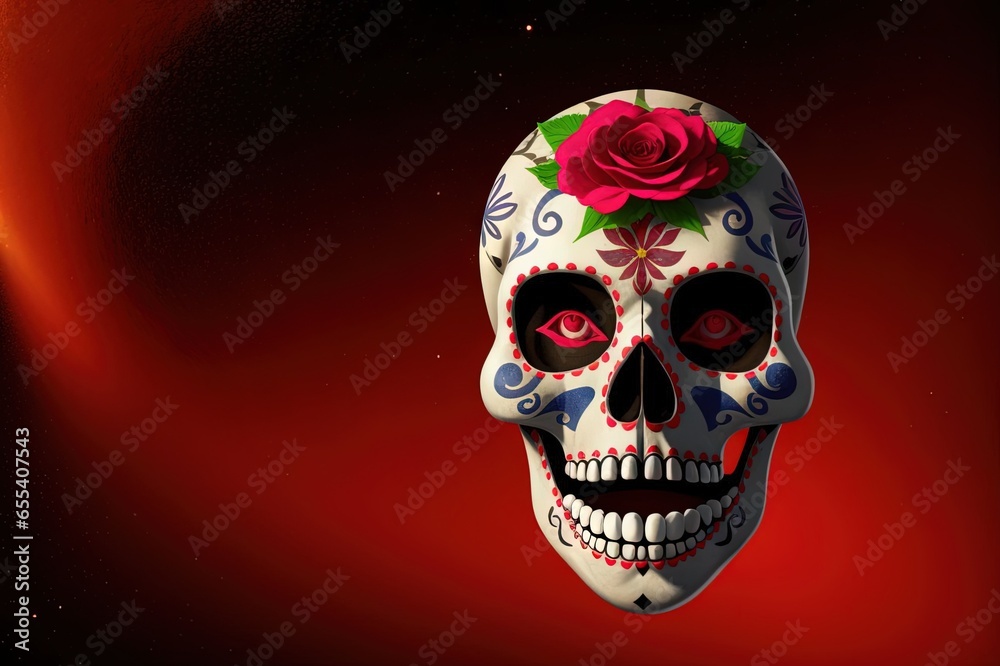 Elaborate sugar skull pattern abstract background for dia de los muertos with cosmic colors Dia de los Muertos day of the dead with candles and flowers celebration illustration generative ai Elaborate sugar skull pattern abstract background for dia de los muertos with cosmic colors Dia de los Muertos day of the dead with candles and flowers celebration illustration generative ai