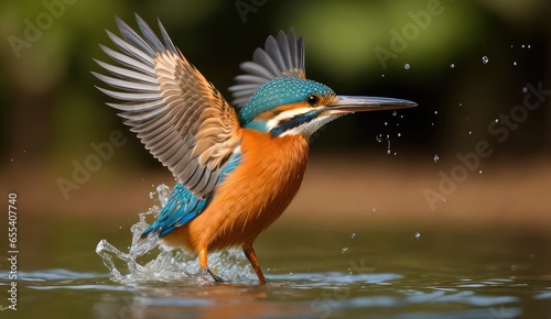 Female Kingfisher coming up from the water after trying to catch a fish but failing. Now that I've captured these stunning birds on camera. Copy space for text, advertising, message, logo
