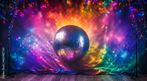 disco ball with lights, disco ball and lights, disco ball on abstract colored background, disco ball in the night club, lights in the disco