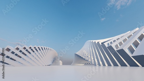 Futuristic white architecture background 3d render