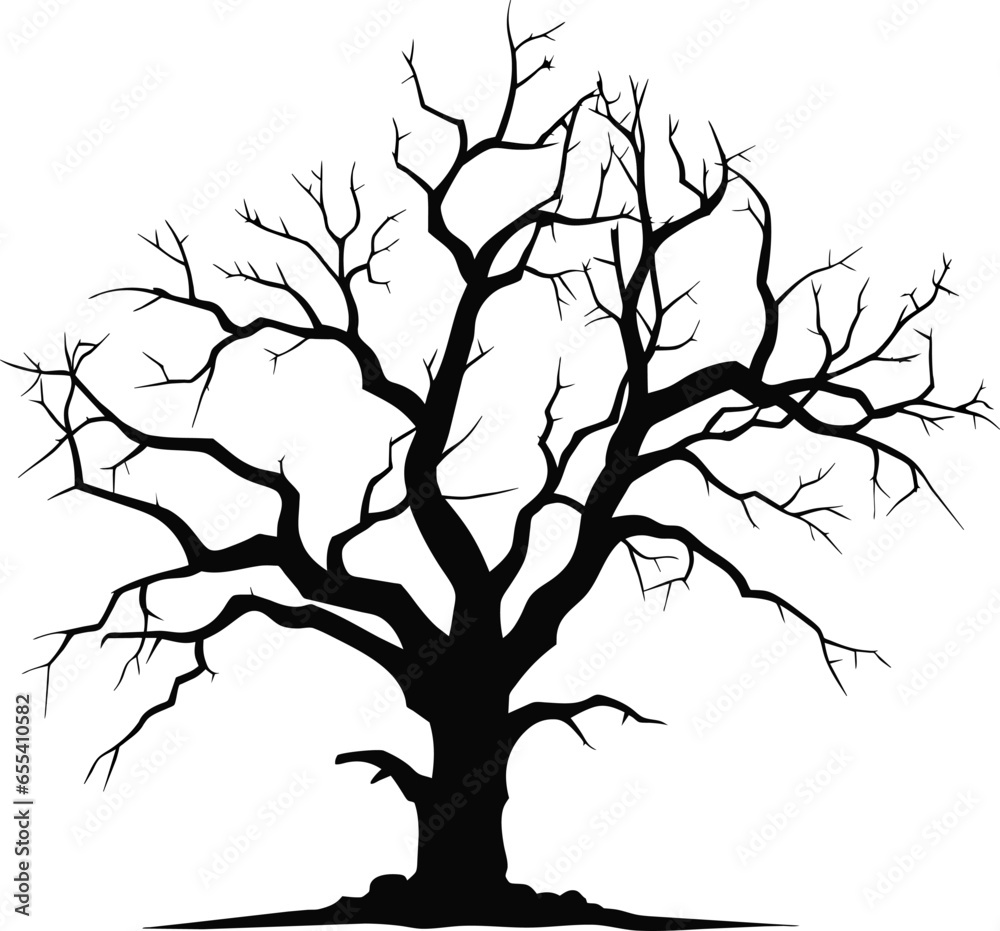 Fototapeta premium Dead tree icon vector illustration for happy Halloween event. Halloween tree icon that can be used as symbol, sign or decoration. Spooky tree icon graphic resource for Halloween theme vector design