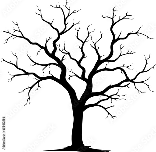 Dead tree illustration, drawing, engraving, ink, line art, vector