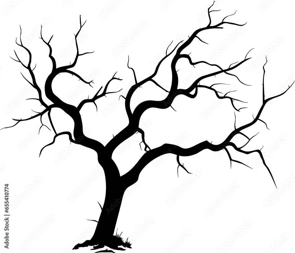 Leafless Tree, Dead Tree, Dry Tree, Trunk, Branches, and Root. Vector illustration Leafless Tree, Dead Tree, Dry Tree, Trunk, Branches, and Root. Vector illustration