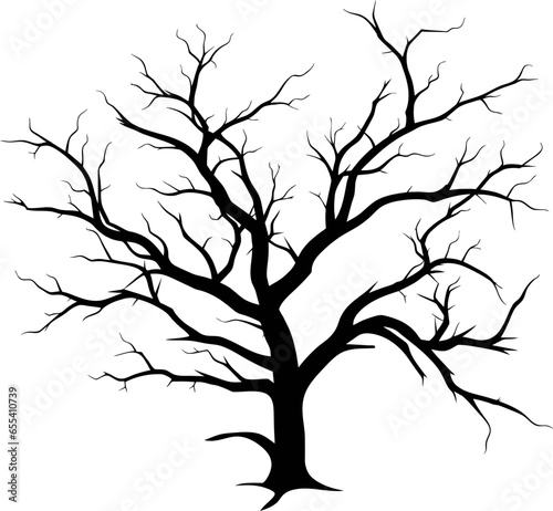 big drought tree, hand drawn. suitable for coloring books for children.