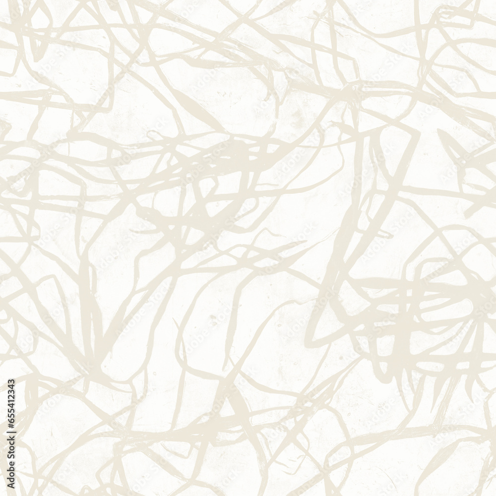 Obraz premium Plant-stamped hand printed seamless pattern. Dry grass on ground. Surface for fashion, textile, wallpaper, gift wrapping paper, decoration, card, print, wedding invitation, background, wall art. 