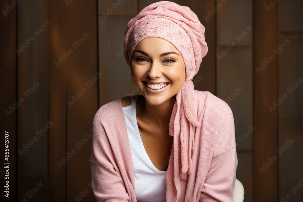 An inspiring cancer patient sharing her journey isolated on a poignant gradient background An inspiring cancer patient sharing her journey isolated on a poignant gradient background