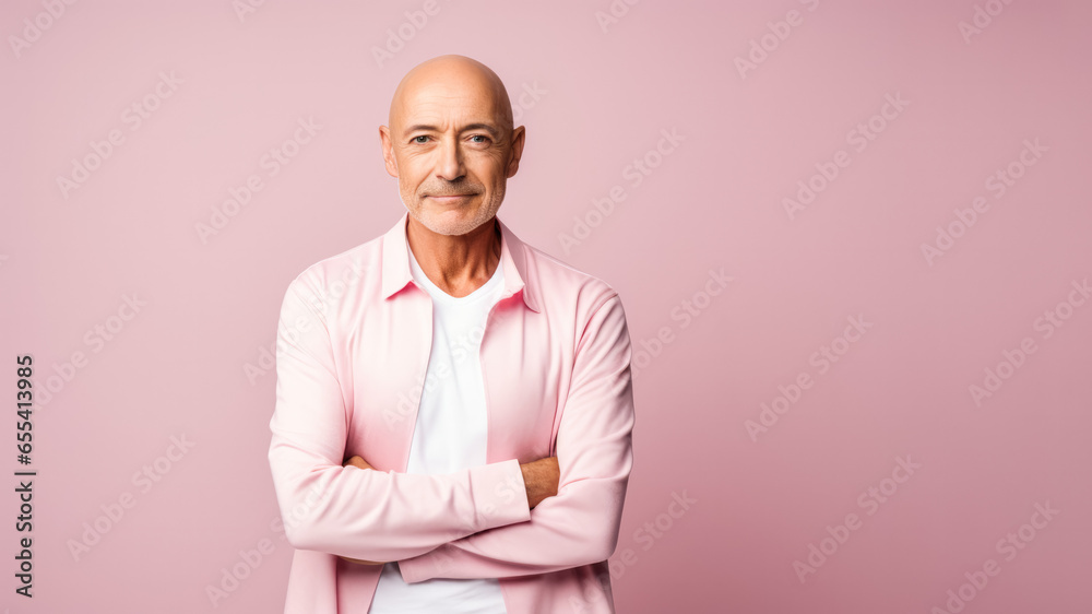 A determined man in chemotherapy isolated on a gradient background of resilience A determined man in chemotherapy isolated on a gradient background of resilience