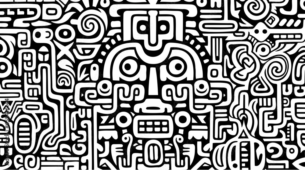 Aztec Doodle face background