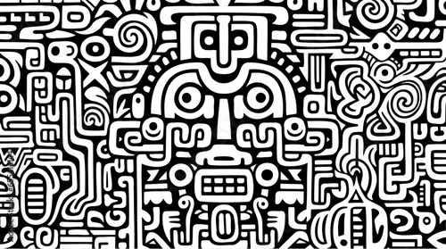 Aztec Doodle face background