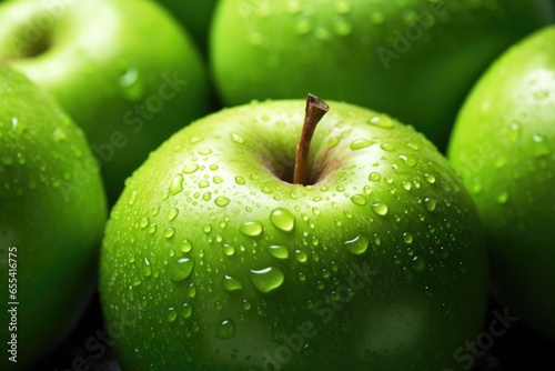 Fresh ripe green apple, healthy bio fruit food gardening concept. Generative Ai