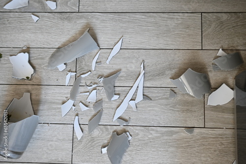 pieces of broken glass on the tile