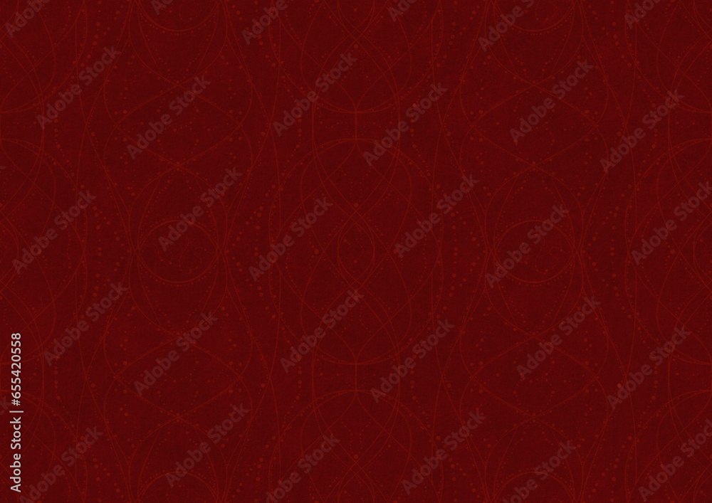 Hand-drawn unique abstract symmetrical seamless ornament. Light semi transparent red on a deep red background. Paper texture. Digital artwork, A4. (pattern: p10-2b) Hand-drawn unique abstract symmetrical seamless ornament. Light semi transparent red on a deep red background. Paper texture. Digital artwork, A4. (pattern: p10-2b)