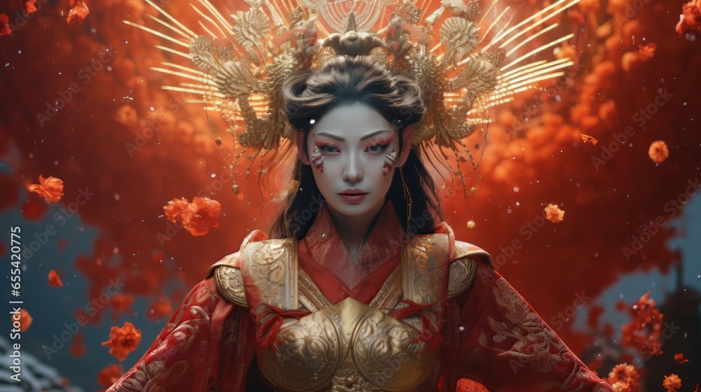 Amaterasu - The chinses goddess of the sun.generative ai
 - obrazy, fototapety, plakaty 