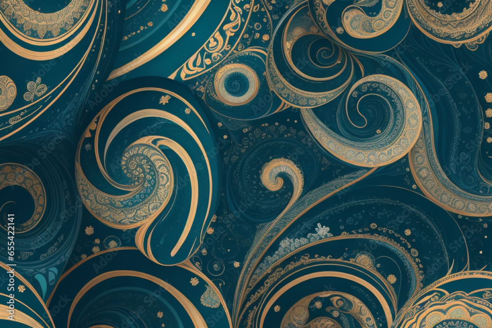 Waves of Starry Night, Seamless Aesthetic Patterns