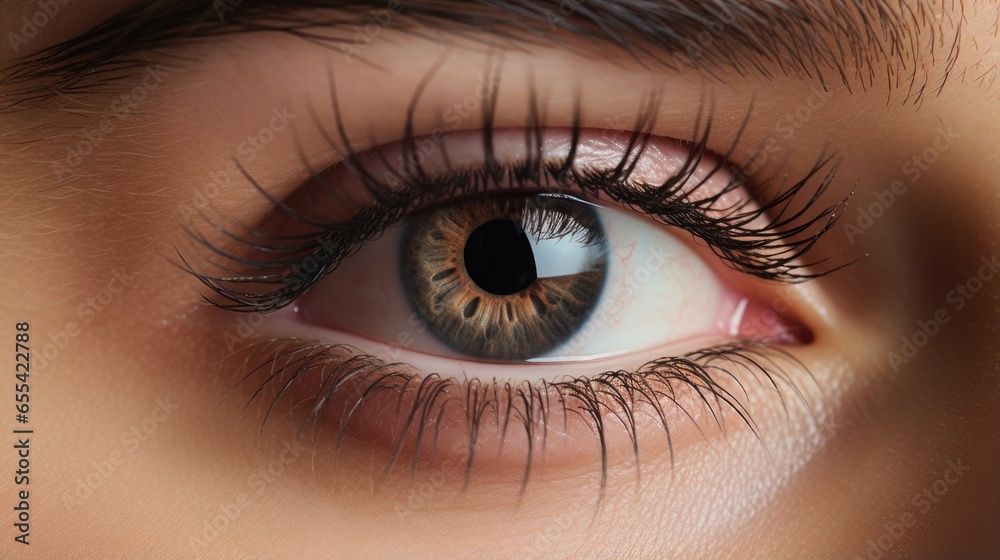 Close-up of a woman's beautiful eye. Macro Image.