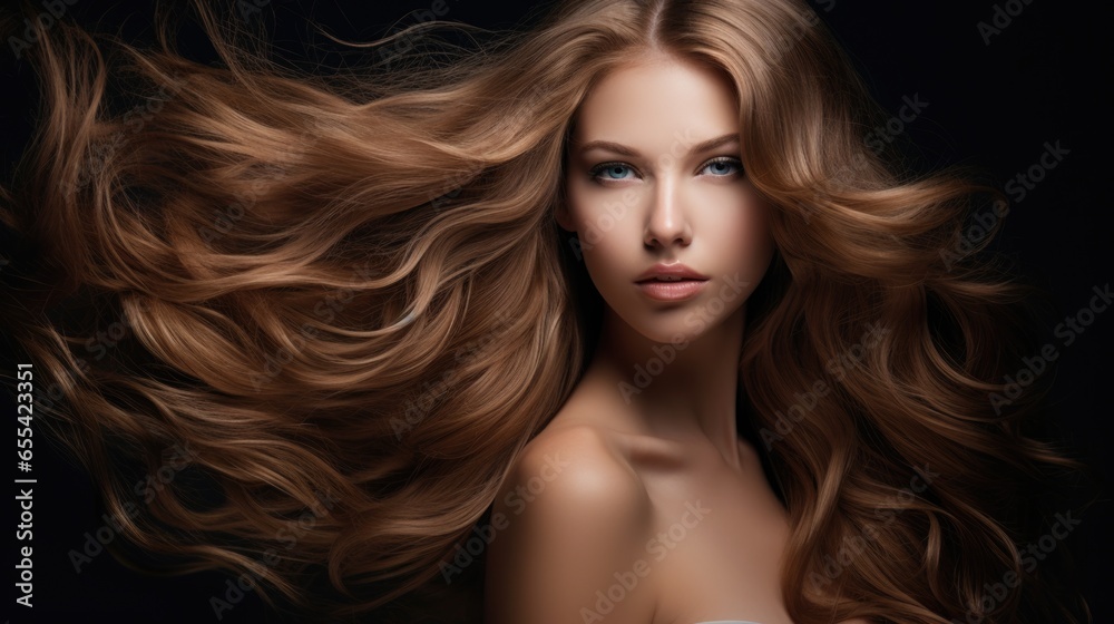 Woman with beautiful long wavy hair. Concept of hair care, hair strengthening and coloring. Woman with beautiful long wavy hair. Concept of hair care, hair strengthening and coloring.