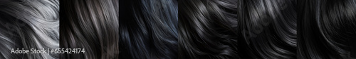 Different woman hair colors, shades of black from very dark to light gray silver white. Generative AI. 