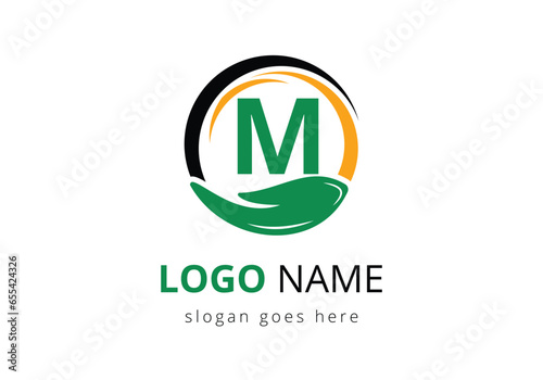 Letter M With Charity Logo Template.