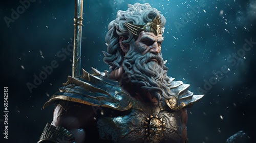 Neptune - The roman god of the sea.generative ai 