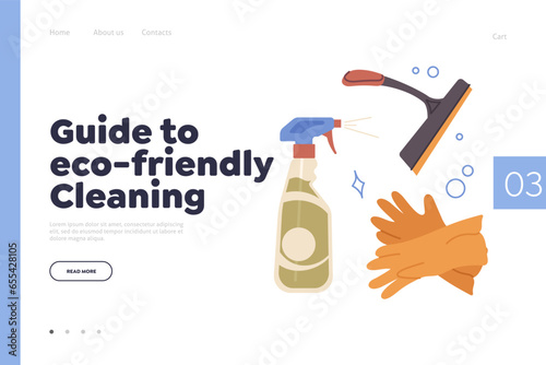 Guide to eco-friendly cleaning promotion landing page website template offer non-chemical detergents