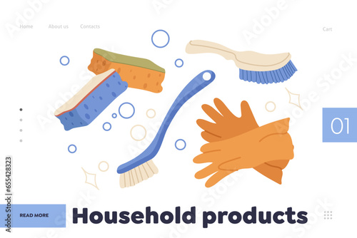Household products for cleanness maintenance advertising landing page design website template