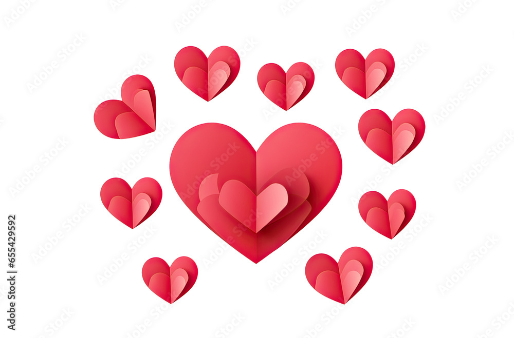 red heart in the shape of heart isolated png on transparent background