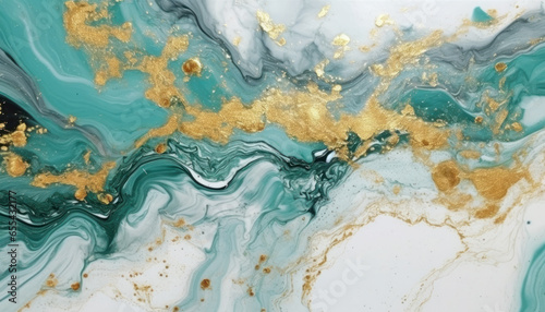 Marble abstract acrylic background with gold powder.