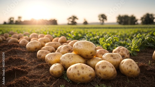 A pile of potatoes in a field