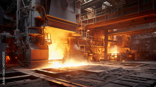 A state-of-the-art steel production mill, shaping molten metal into industrial-grade steel © Textures & Patterns
