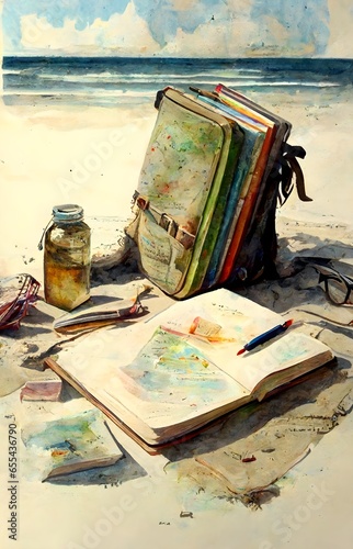 education research beach watercolor 