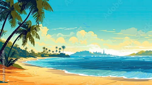 Playful illustration showcasing a tropycal beach design photo