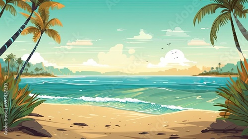 Whimsical and relaxing tropycal beach themed design © ibhonk