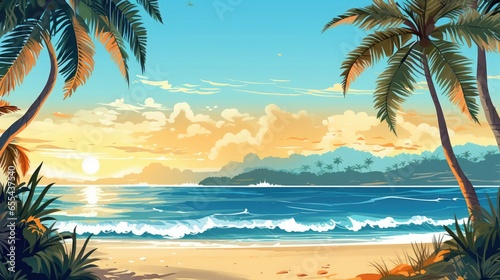 Captivating illustration capturing the essence of a tropycal beach © ibhonk