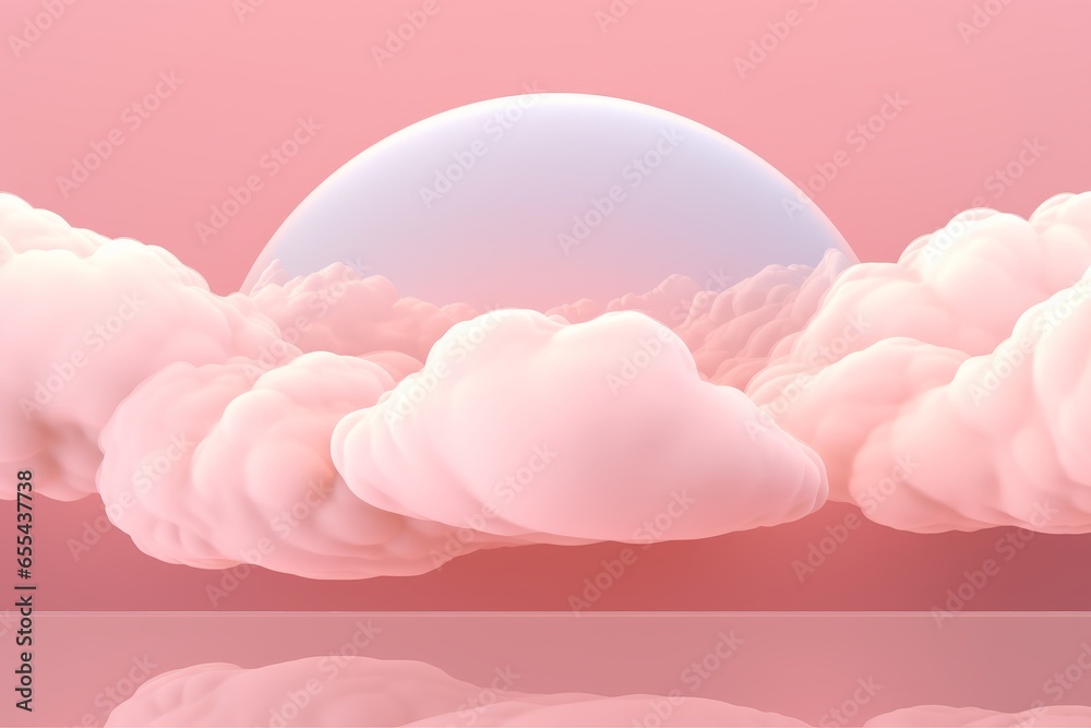 Obraz premium Minimalist Cloudscape: Pink Abstract Cloud Pattern on Brown