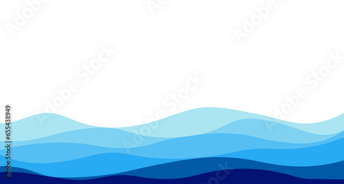 Abstract blue waves. Vector background. Sea, river, ocean wavy layer