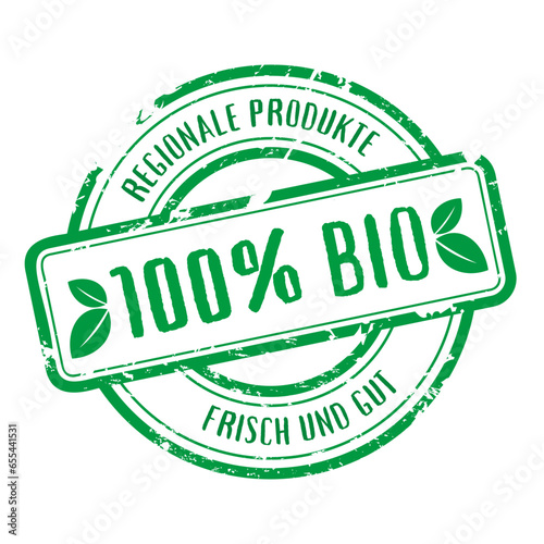 Stempel Schild Regionale Produkte 100% Bio frisch und gut