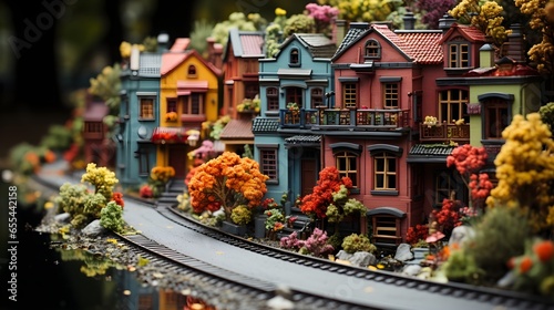 Miniature, Lilliput Village composition created by Generative AI, villagescape, farmland depicted in an unusual way