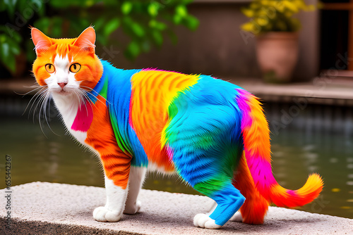Kolorowy kot. Generative AI photo