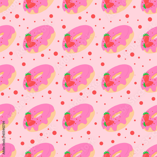 Seamless pattern with glazed donuts