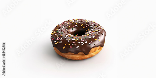 a donut with chocolate and sprinng sprinngs