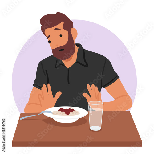 Man Experiencing Appetite Loss As A Gastritis Symptom, Reduced Cravings For Food, Decreased Enjoyment Of Eating