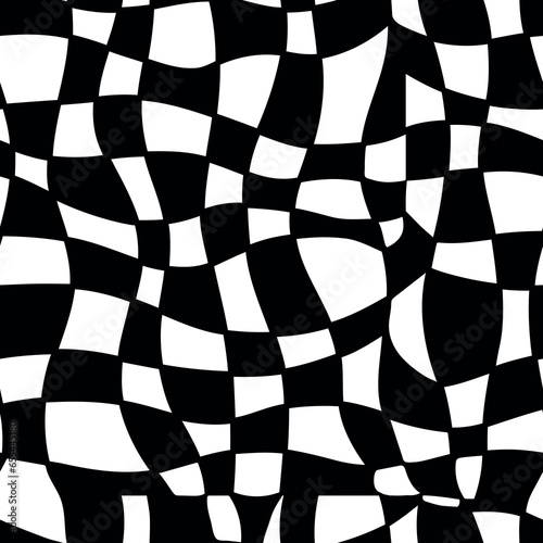 Seamless Patterns. Vector Ink Texture. Black And White Checkered Pattern. Zentangle. Black and white doodle.