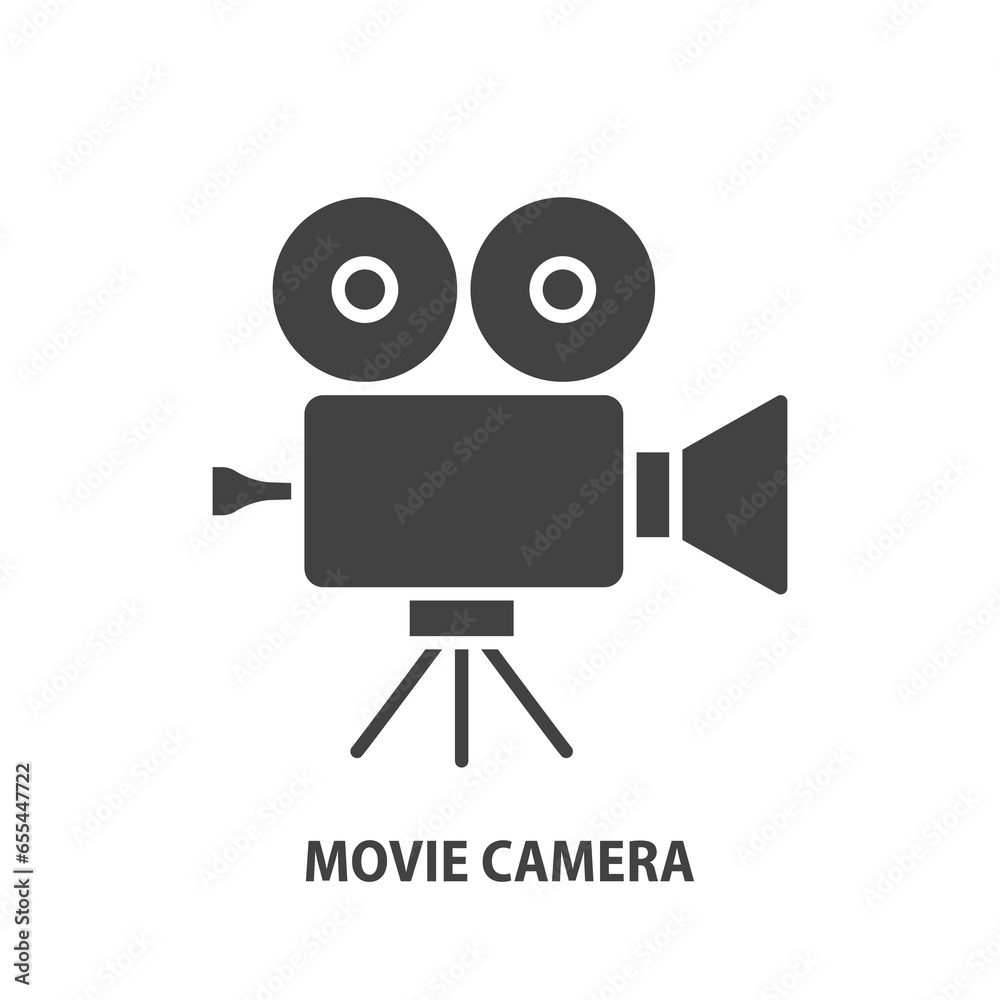 Movie camera glyph icon. Vector illustration. Movie camera glyph icon. Vector illustration.