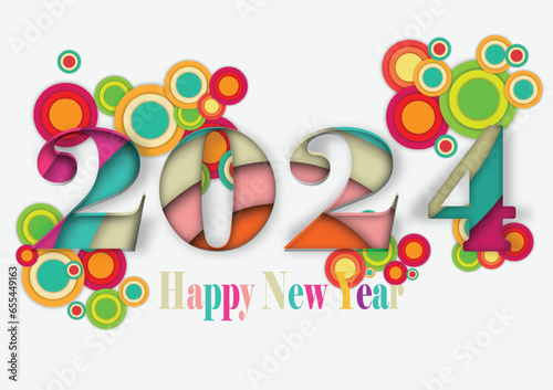 2024 happy new year.Paper cut 2024 word for new year festival.card,happy,Vector concept luxury designs and new year celebration.