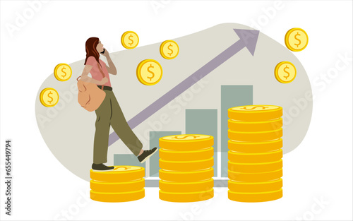 Woman investing money over time earning dividends